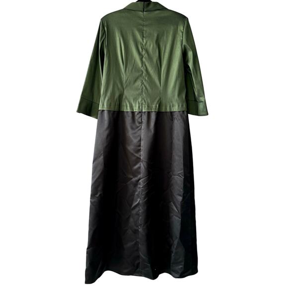 J R Nites Green Taffeta Black Satin Evening Dress 16W Mother of the Bride - Picture 3 of 15